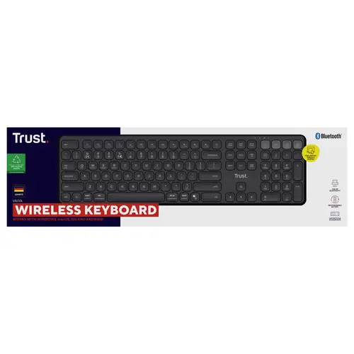 Trust Vaiya Bluetooth® Tastatur Deutsch, QWERTZ Schwarz Wiederaufladbar Trust Vaiya Bluetooth® Tastatur Deutsch, QWERTZ Schwarz Wiederaufladbar