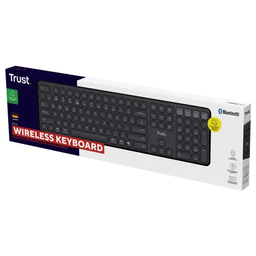 Trust Vaiya Bluetooth® Tastatur Deutsch, QWERTZ Schwarz Wiederaufladbar Trust Vaiya Bluetooth® Tastatur Deutsch, QWERTZ Schwarz Wiederaufladbar