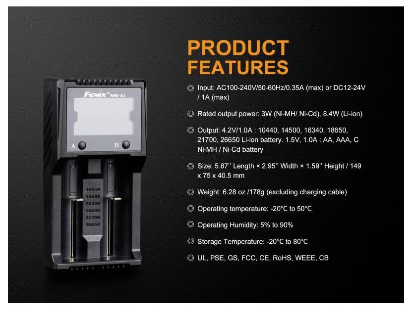 Fenix Light FEAREA2 Ladegerät