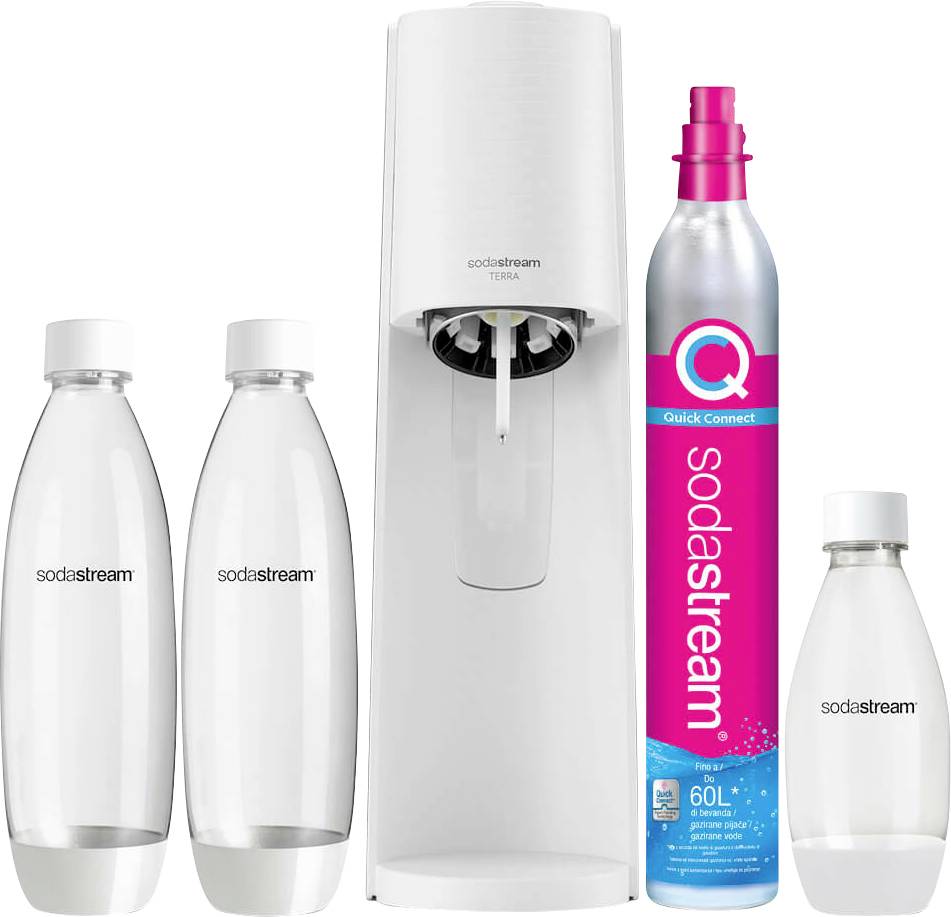 Sodastream Wassersprudler Sprudelmaschine Terra Megapack Qc White Weiß Set
