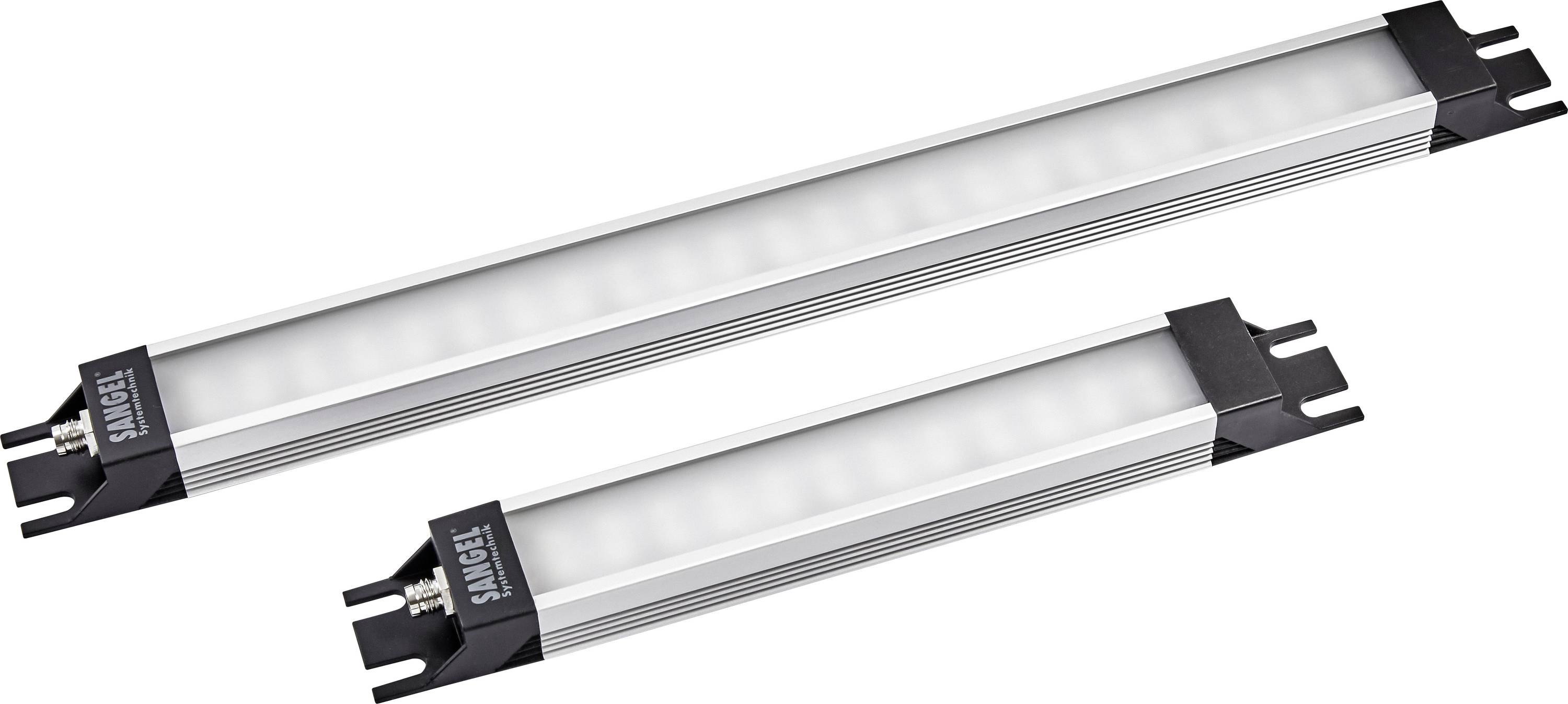 Zwei längliche LED-Leuchten in einer Aluminiumhalterung, eine länger als die andere, verwendet für präzise Beleuchtung in technischen Anwendungen.