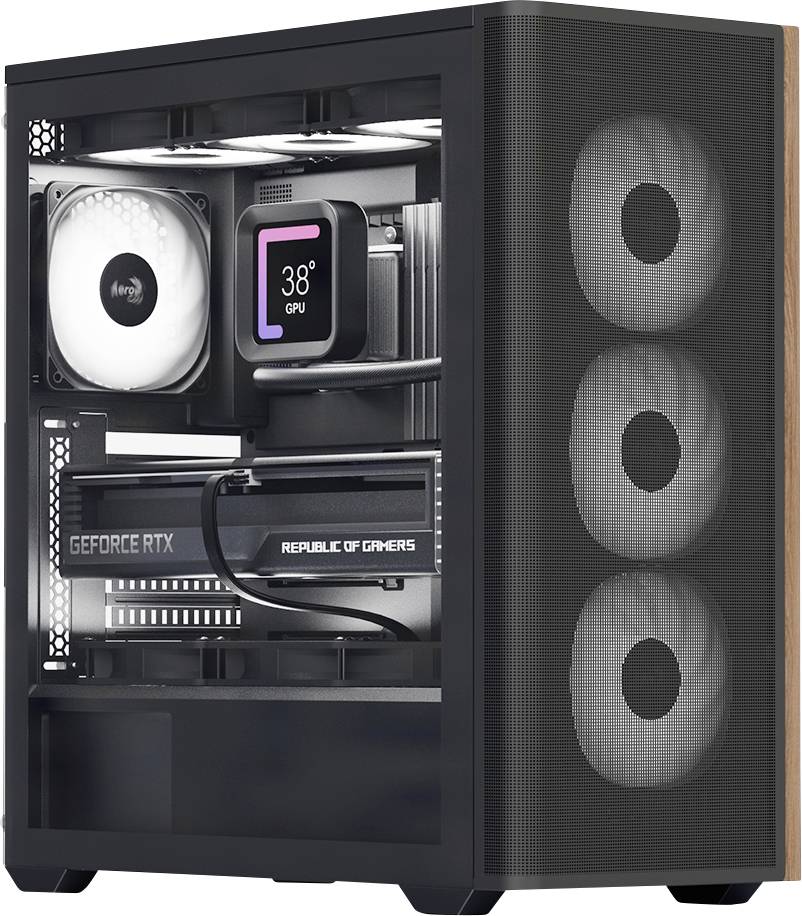 AeroCool D501A-G-BK-V2 Midi-Tower PC-Gehäuse Schwarz
