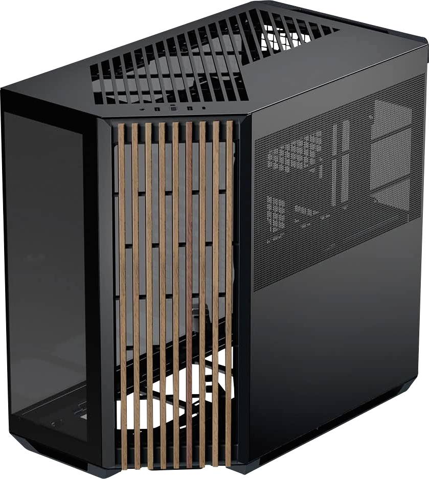 APNX V1-W-BK-V1 Midi-Tower Gaming-Gehäuse Schwarz, Holz