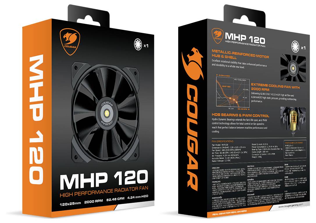 Cougar CGR-CF-MHP12HB PC-Gehäuse-Lüfter Schwarz (B x H x T) 120 x 25 x 120mm