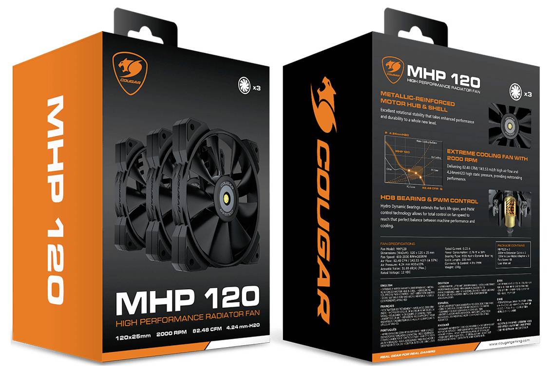 Cougar CGR-CF-MHP12HB3 PC-Gehäuse-Lüfter Schwarz (B x H x T) 120 x 25 x 120mm
