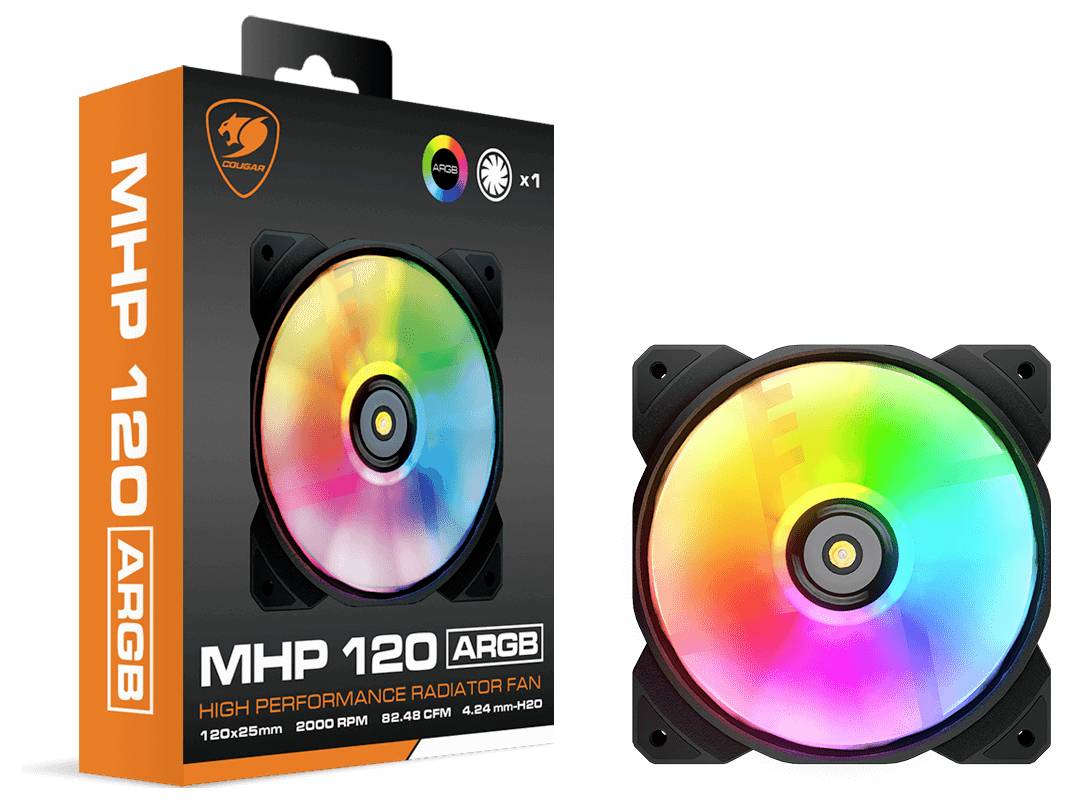 Cougar CGR-CF-MHP12HB-RGB PC-Gehäuse-Lüfter Schwarz, Weiß (B x H x T) 120 x 28 x 120mm