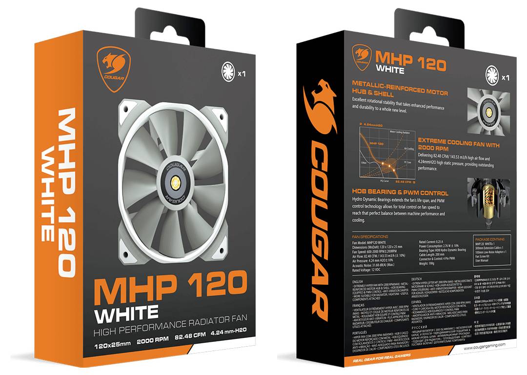 Cougar CGR-CF-MHP12HB-W PC-Gehäuse-Lüfter Weiß (B x H x T) 120 x 25 x 120mm