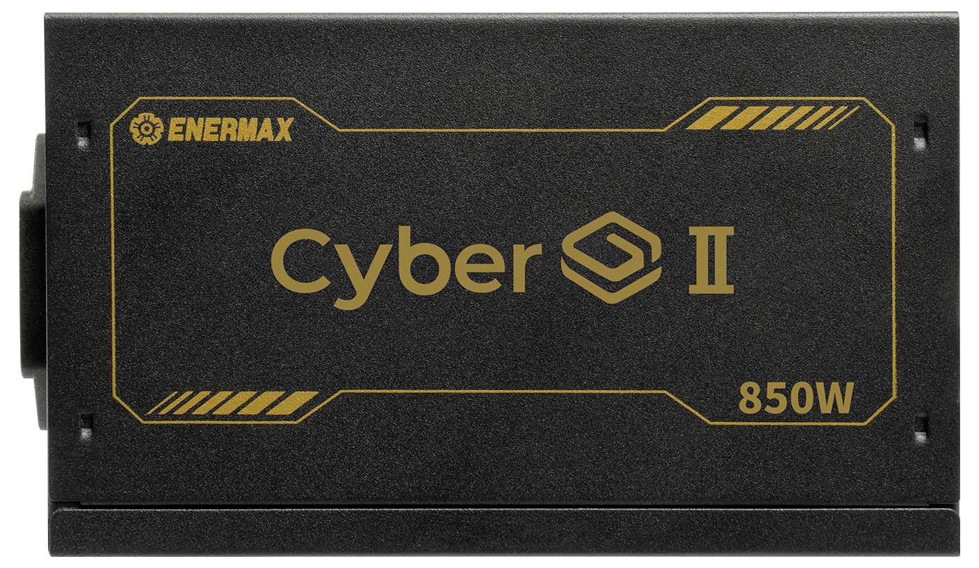 Netzteil 'Cyber II 850W' von Enermax, in Schwarz mit goldenen Schriftzügen und Akzenten gezeigt.