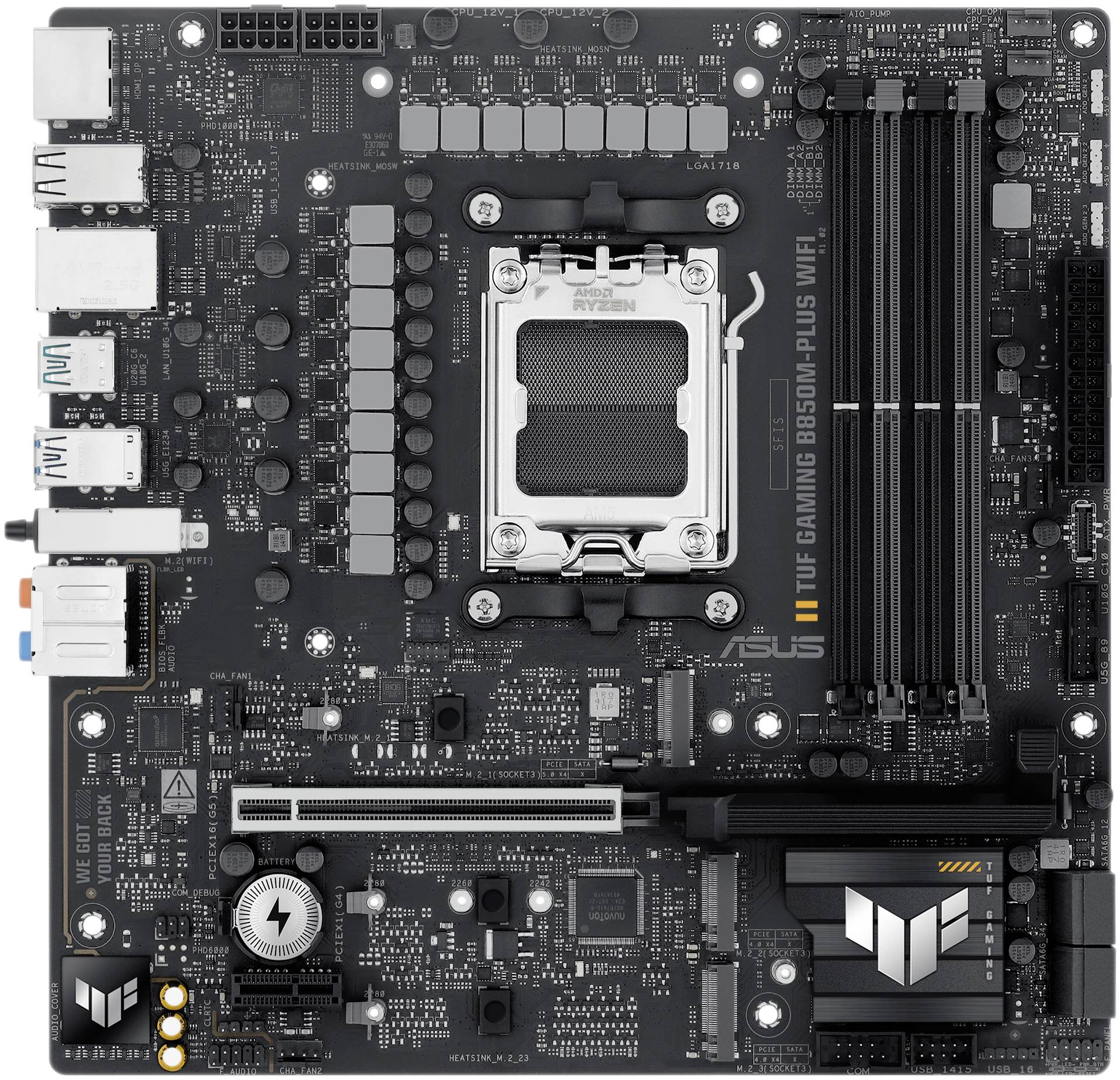 Asus TUF B850M-PLUS Mainboard Formfaktor (Details) Micro-ATX Mainboard-Chipsatz AMD® B850