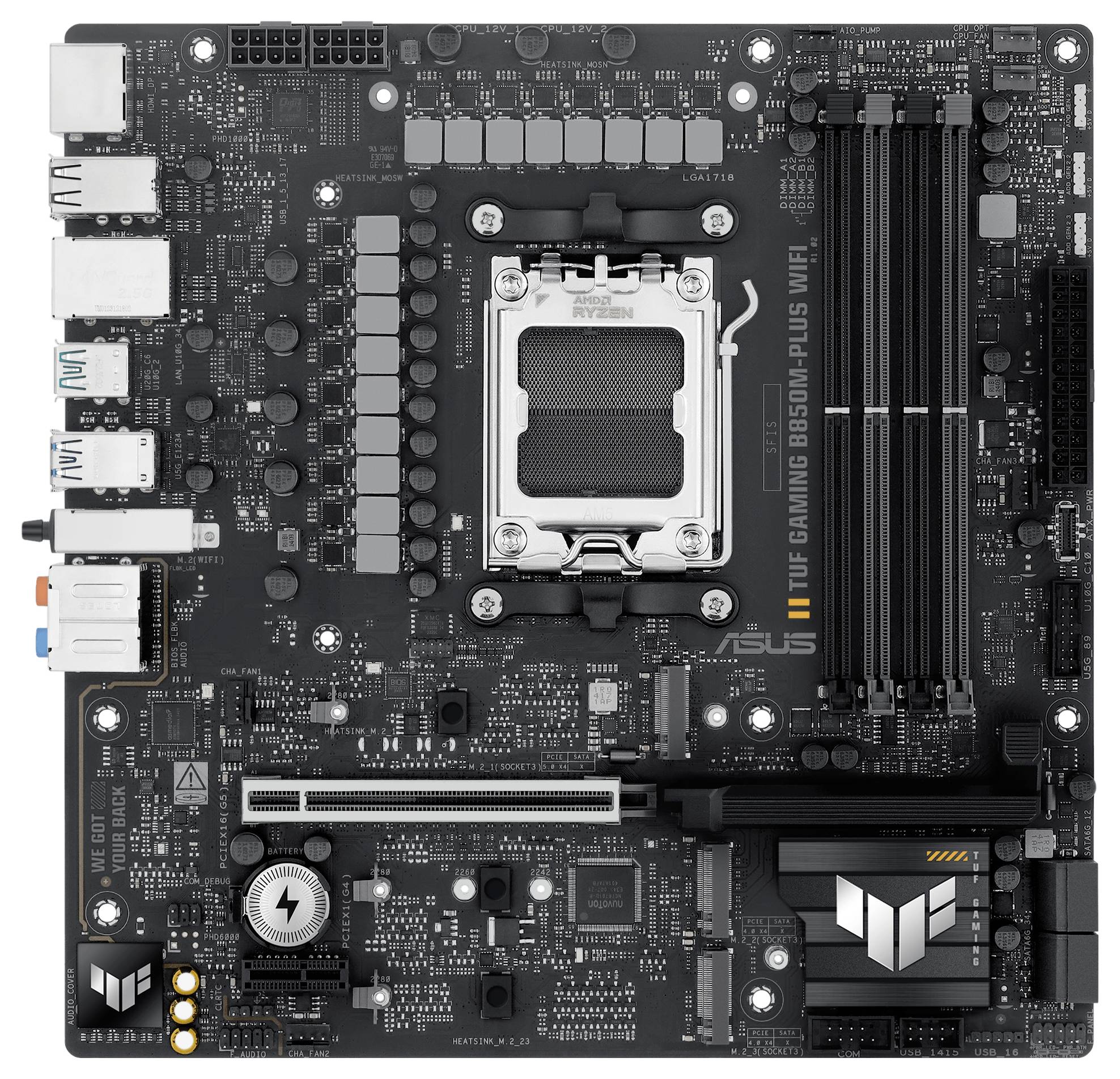 Asus TUF B850M-PLUS Mainboard Formfaktor (Details) Micro-ATX Mainboard-Chipsatz AMD® B850