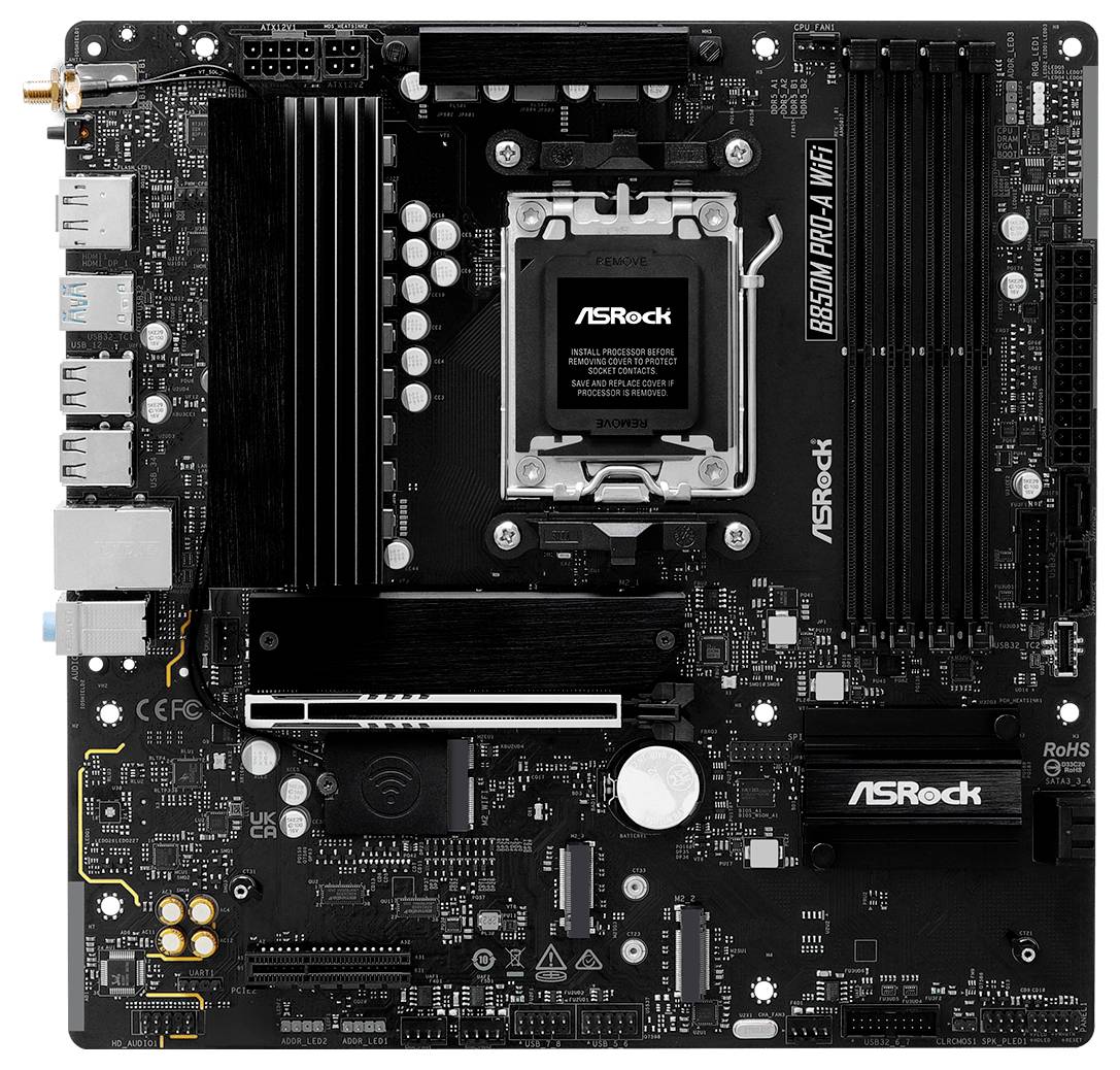 ASRock B850M Pro-A Mainboard Sockel (PC) AMD® AM5 Formfaktor (Details) Micro-ATX Mainboard-Chipsatz AMD® B850
