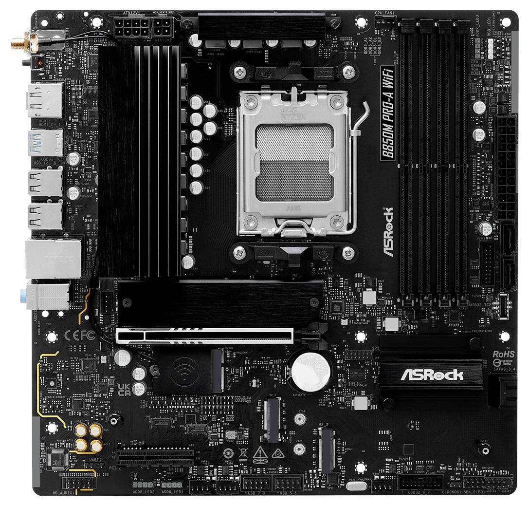 ASRock B850M Pro-A Mainboard Sockel (PC) AMD® AM5 Formfaktor (Details) Micro-ATX Mainboard-Chipsatz AMD® B850