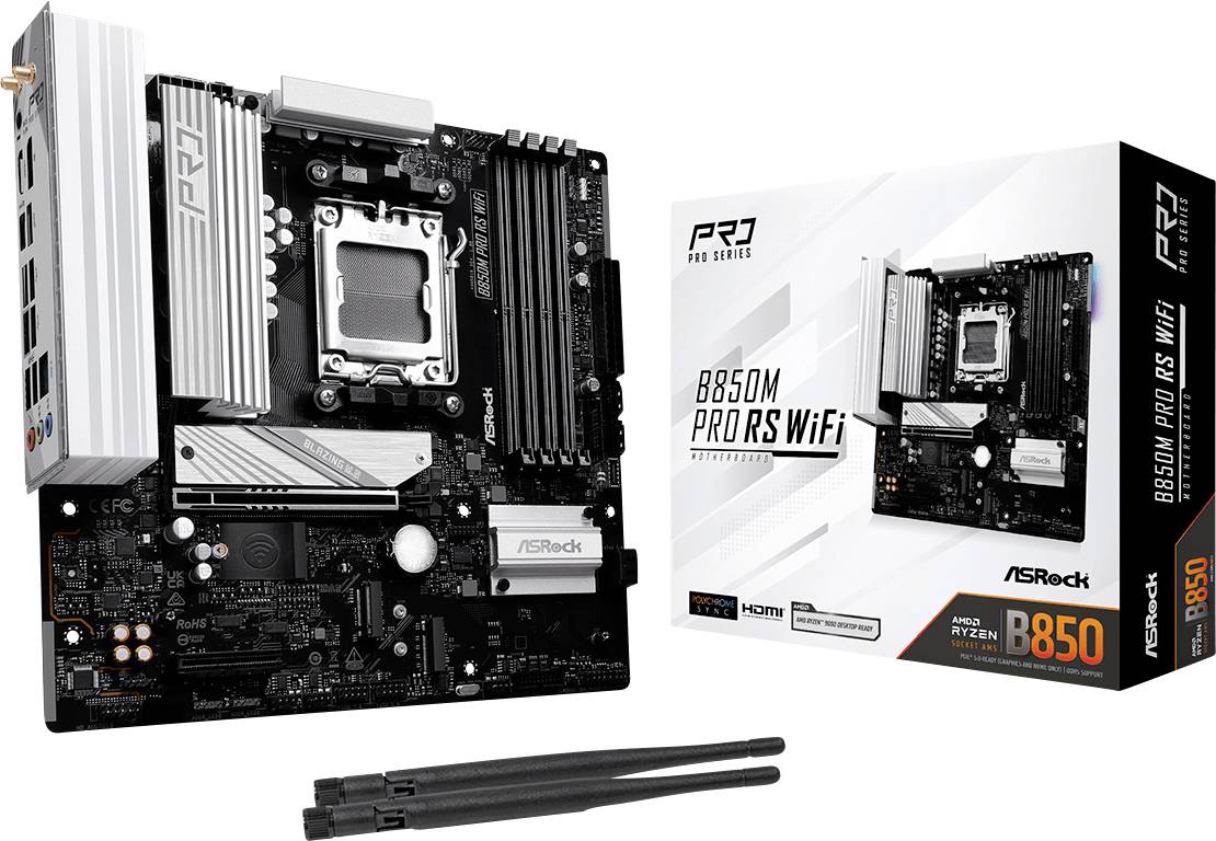 ASRock B850M Pro RS Mainboard Sockel (PC) AMD® AM5 Formfaktor (Details) Micro-ATX Mainboard-Chipsatz AMD® B850