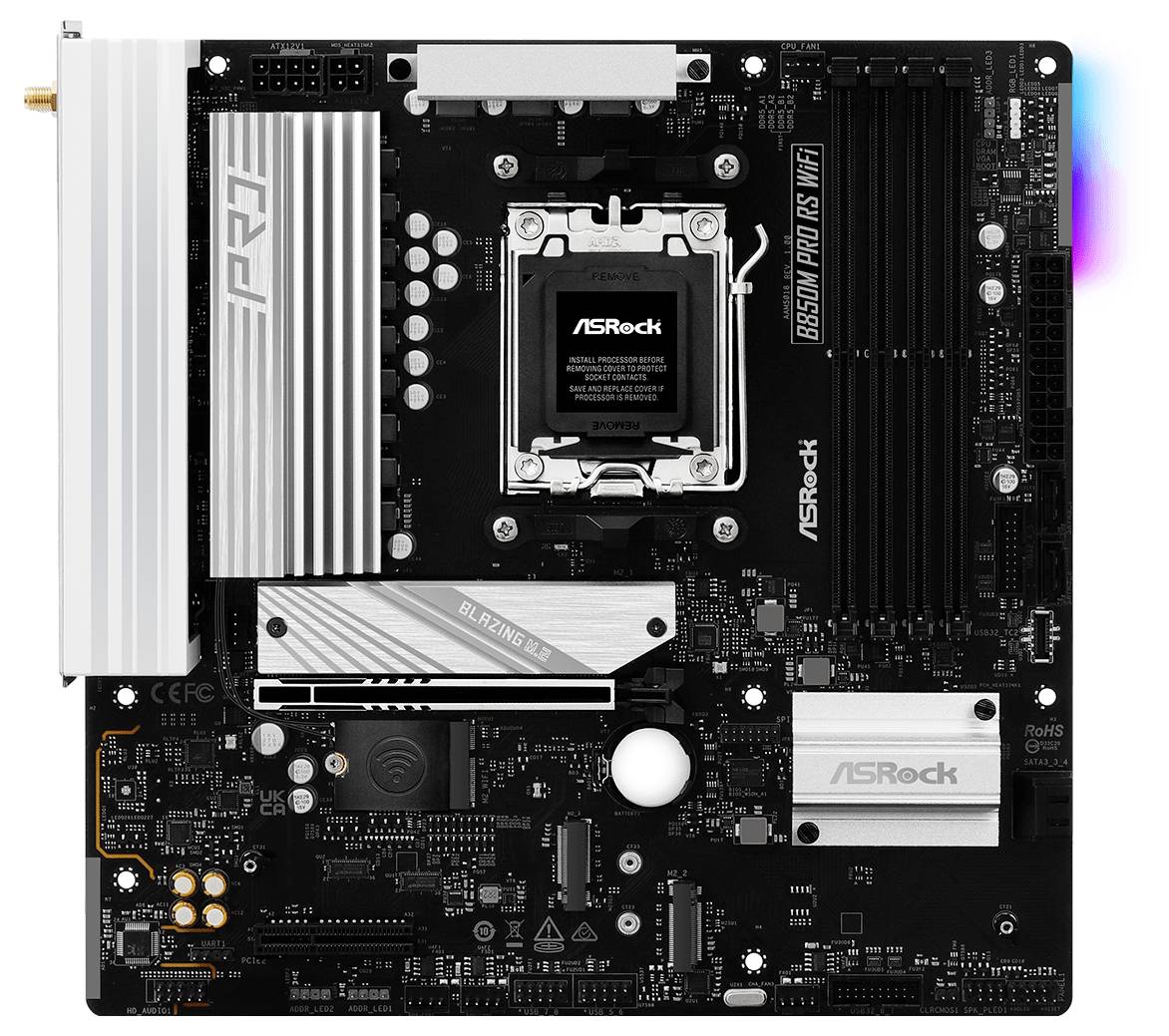 ASRock B850M Pro RS Mainboard Sockel (PC) AMD® AM5 Formfaktor (Details) Micro-ATX Mainboard-Chipsatz AMD® B850