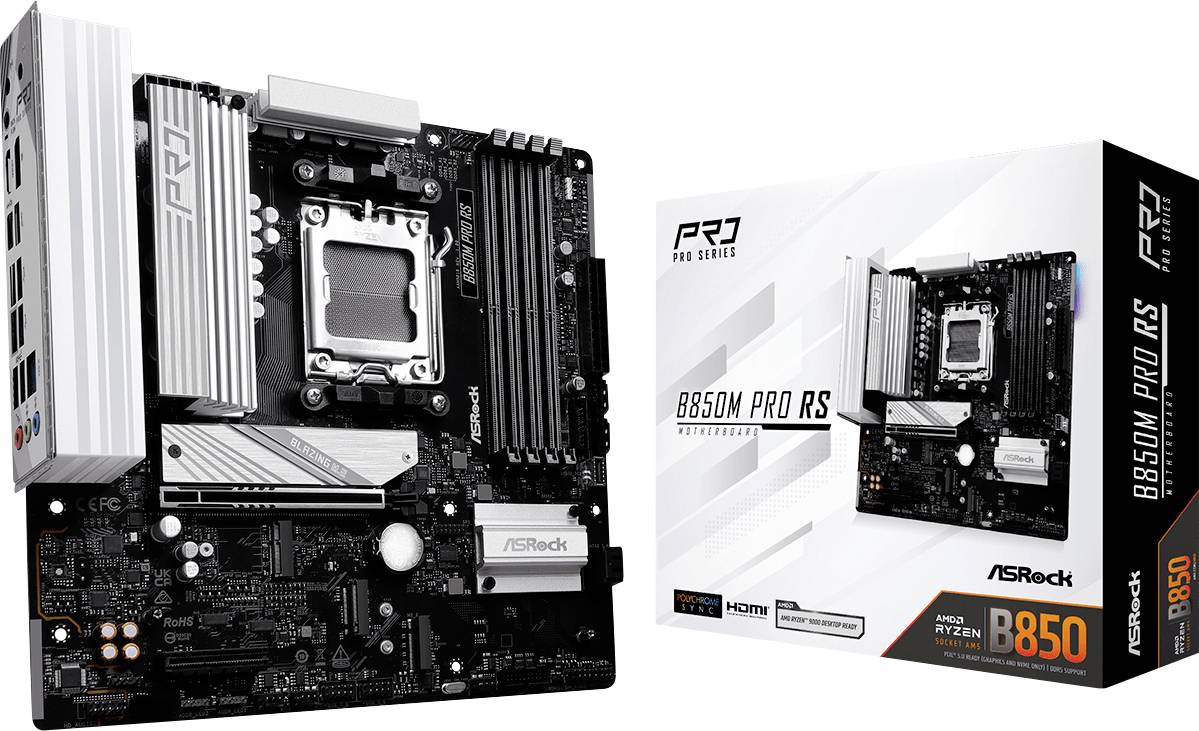 ASRock B850M Pro RS Mainboard Sockel (PC) AMD® AM5 Formfaktor (Details) Micro-ATX Mainboard-Chipsatz AMD® B850