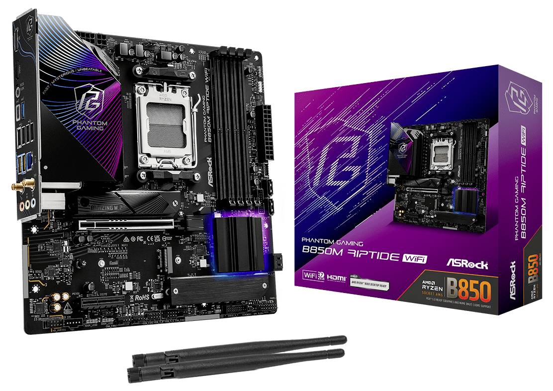 ASRock B850M Riptide Mainboard Sockel (PC) AMD® AM5 Formfaktor (Details) Micro-ATX Mainboard-Chipsatz AMD® B850