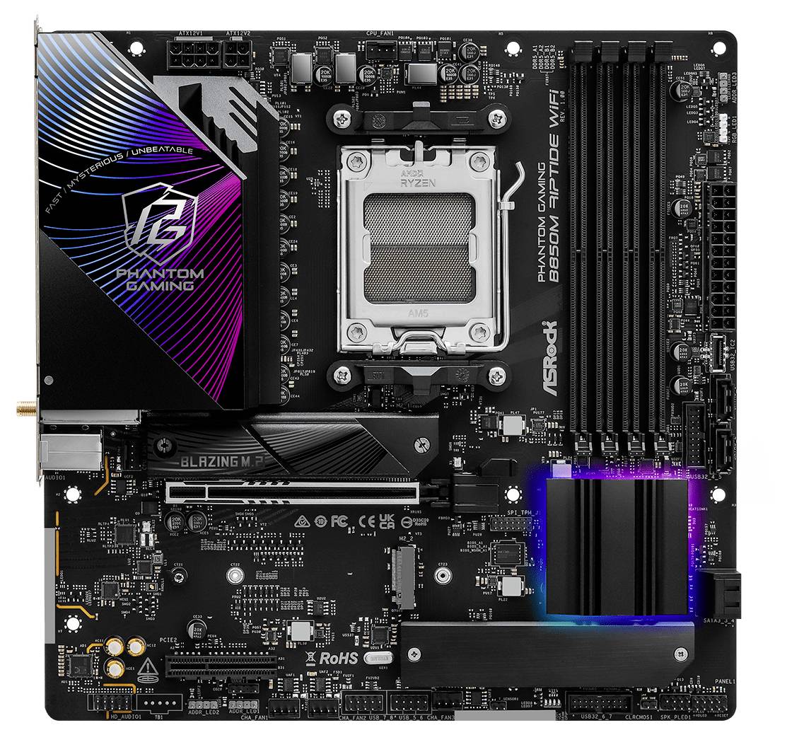 ASRock B850M Riptide Mainboard Sockel (PC) AMD® AM5 Formfaktor (Details) Micro-ATX Mainboard-Chipsatz AMD® B850