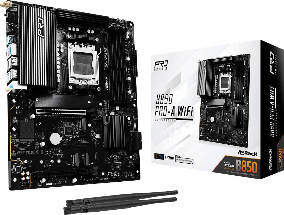 ASRock B850 Pro-A Mainboard Sockel (PC) AMD® AM5 Formfaktor (Details) ATX Mainboard-Chipsatz AMD® B850