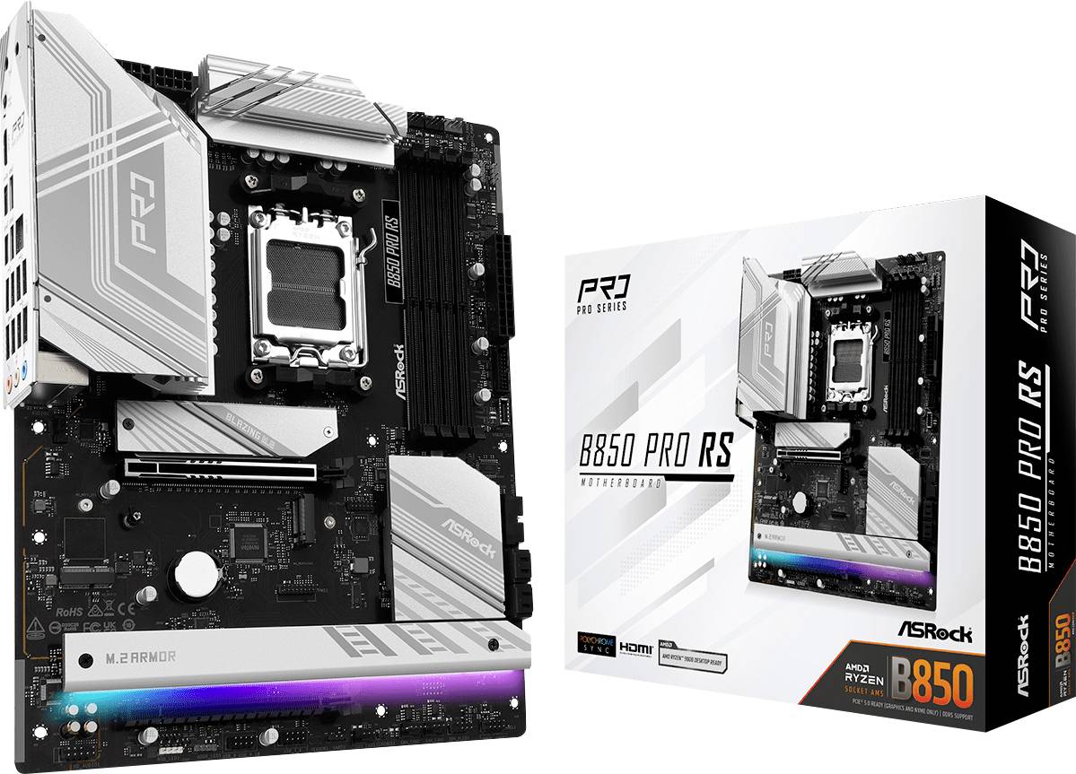 ASRock B850 Pro RS Mainboard Sockel (PC) AMD® AM5 Formfaktor (Details) ATX Mainboard-Chipsatz AMD® B850