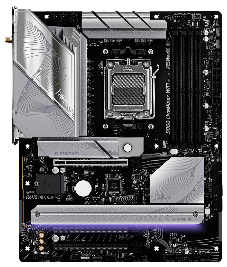 ASRock B850 LiveMixer Mainboard Sockel (PC) AMD® AM5 Formfaktor (Details) ATX Mainboard-Chipsatz AMD® B850