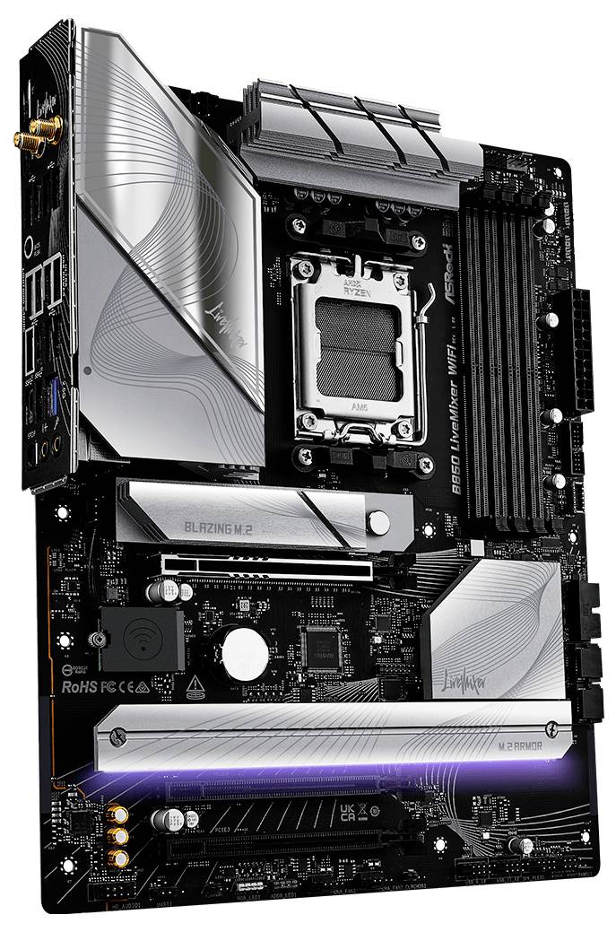 ASRock B850 LiveMixer Mainboard Sockel (PC) AMD® AM5 Formfaktor (Details) ATX Mainboard-Chipsatz AMD® B850