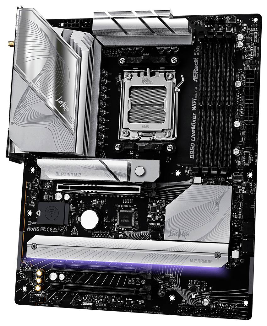 ASRock B850 LiveMixer Mainboard Sockel (PC) AMD® AM5 Formfaktor (Details) ATX Mainboard-Chipsatz AMD® B850