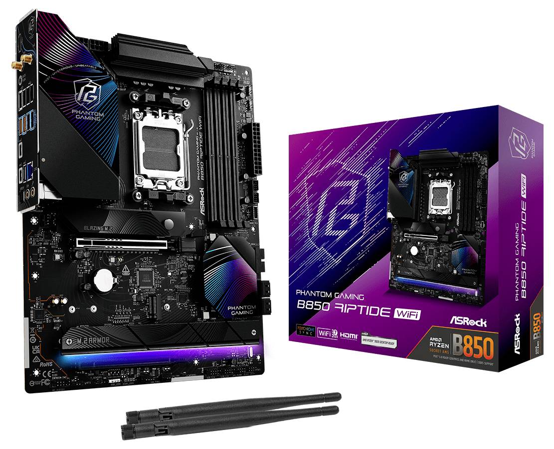 ASRock B850 Riptide Mainboard Sockel (PC) AMD® AM5 Formfaktor (Details) ATX Mainboard-Chipsatz AMD® B850