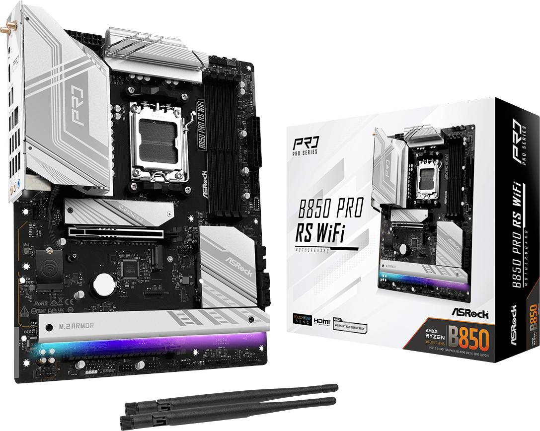 ASRock B850 Pro RS Mainboard Sockel (PC) AMD® AM5 Formfaktor (Details) ATX Mainboard-Chipsatz AMD® B850