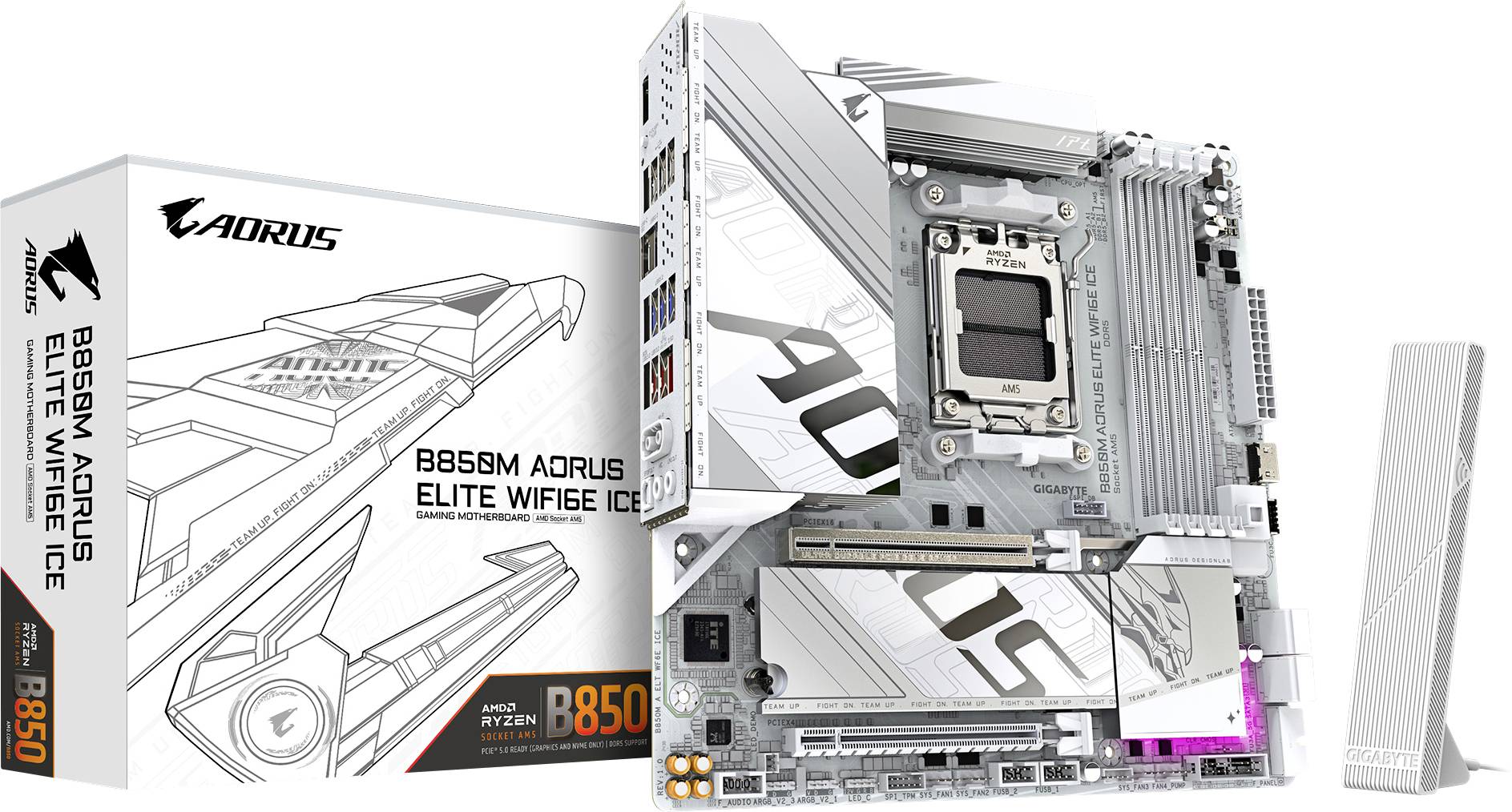 Gigabyte B850M A ELT WF6E ICE Mainboard Sockel (PC) AMD® AM5 Formfaktor (Details) Micro-ATX Mainboard-Chipsatz AMD® B850