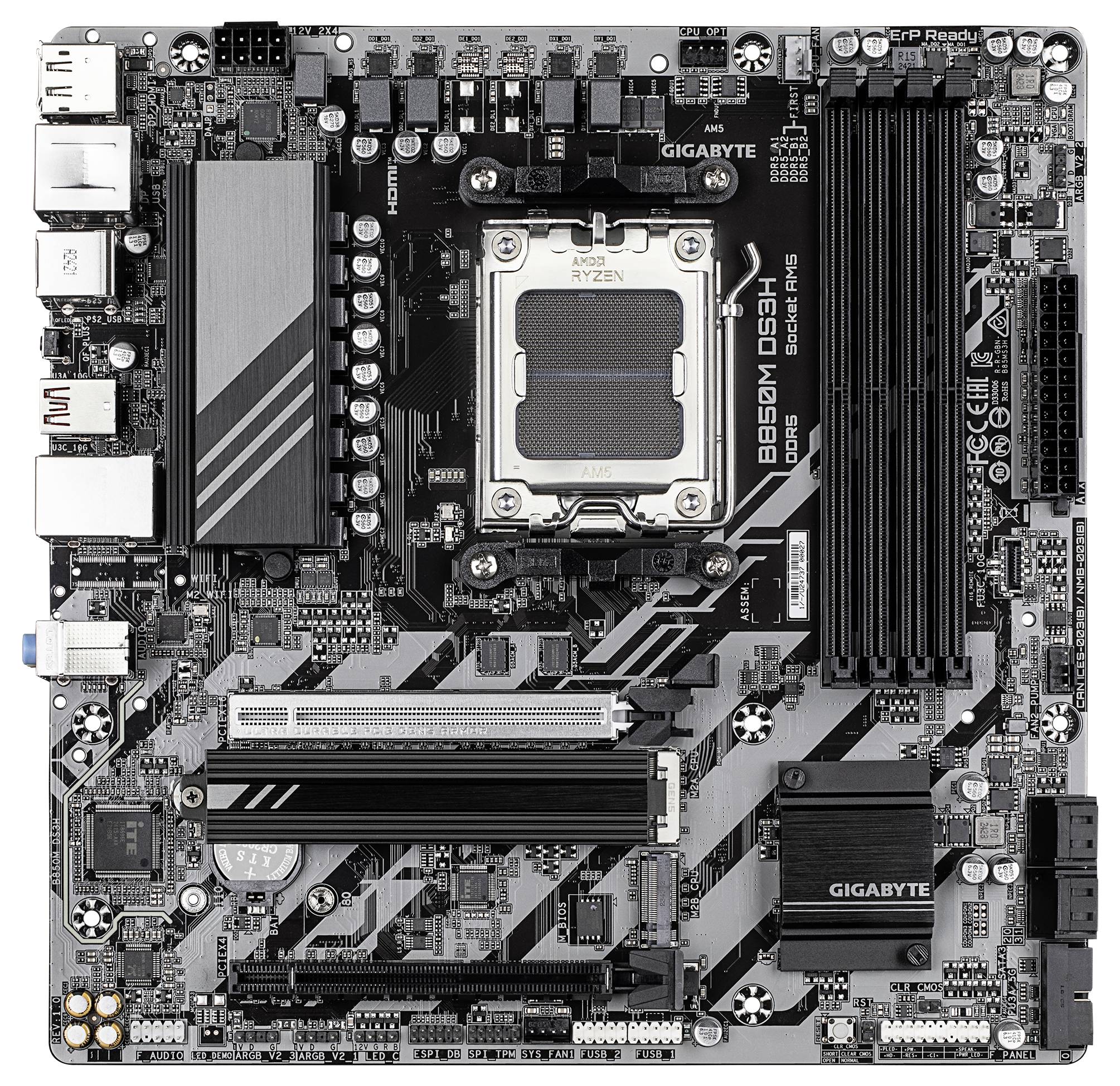 Gigabyte B850M DS3H Mainboard Sockel (PC) AMD® AM5 Formfaktor (Details) Micro-ATX Mainboard-Chipsatz AMD® B850