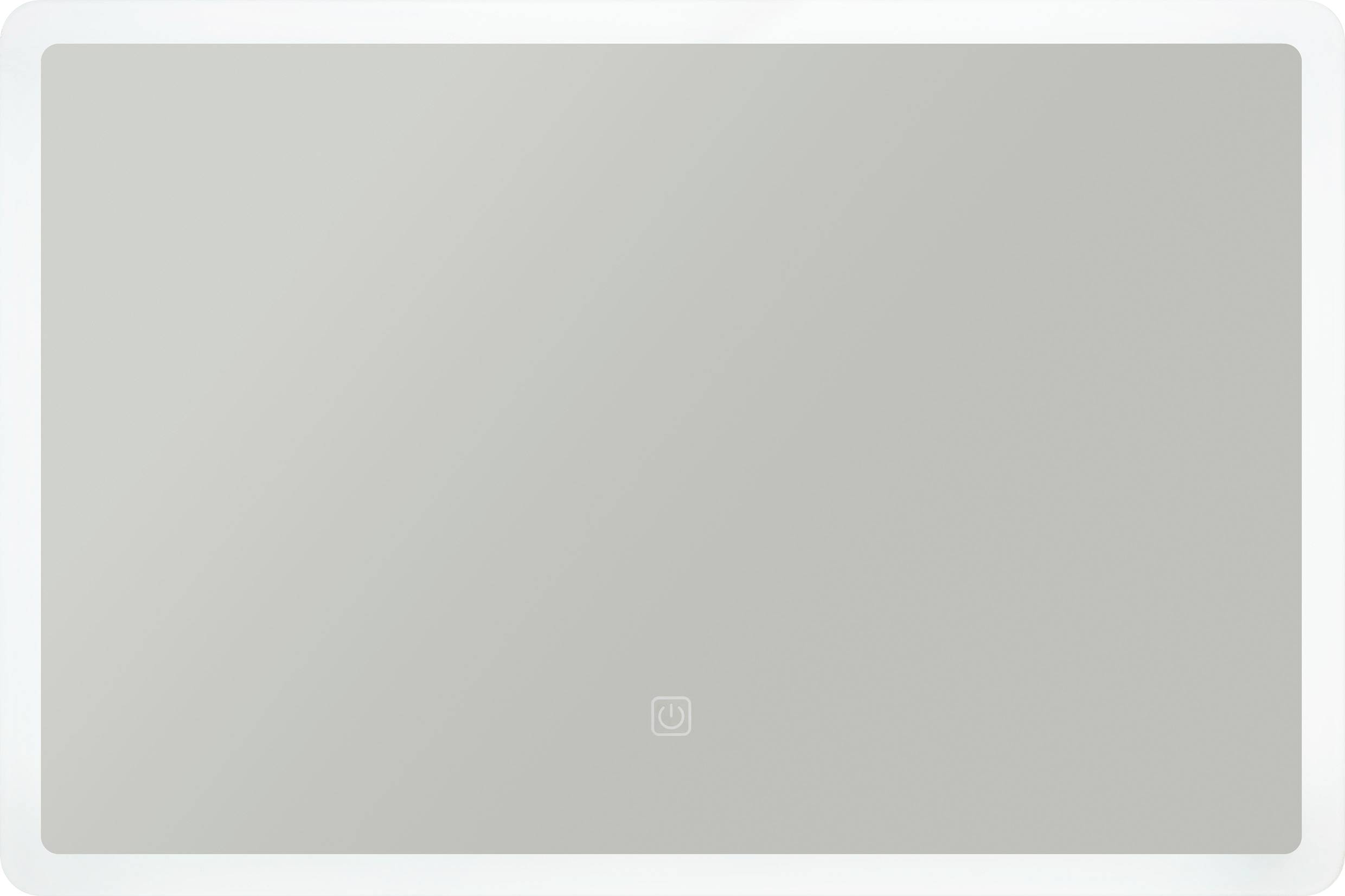 Rechteckiger, hellgrauer Lichtschalter in minimalistischer Gestaltung.