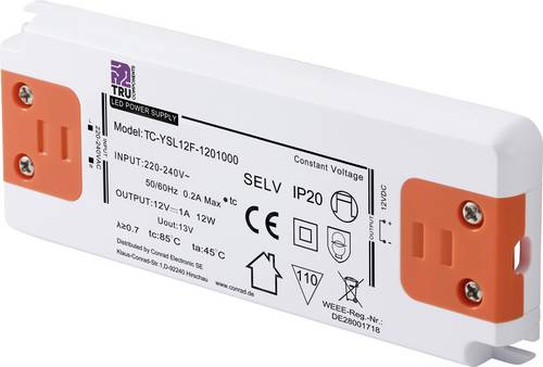 TRU COMPONENTS TC-YSL12F-1201000 LED-Trafo Konstantspannung 12 W 1.0 A 12 V/DC Möbelzulassung, Über