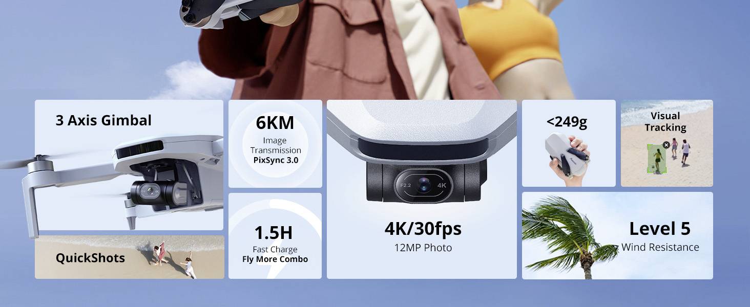 Potensic ATOM Quadrocopter RtF Kameraflug, GPS-Funktion, Einsteiger Grau