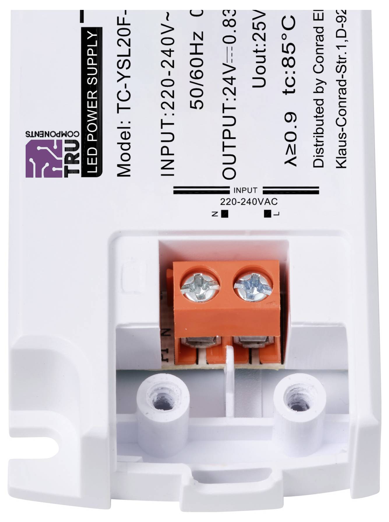 TRU COMPONENTS TC-YSL20F-2400830 LED-Trafo Konstantspannung 20 W 0.83 A 24 V/DC Möbelzulassung, Übe