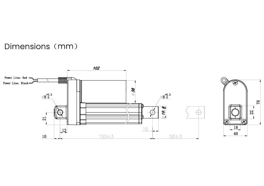 TRU COMPONENTS Elektrozylinder TC24-50-150 TC-13492772 Hublänge 50mm Schubkraft 150 N 24 V/DC 1St.