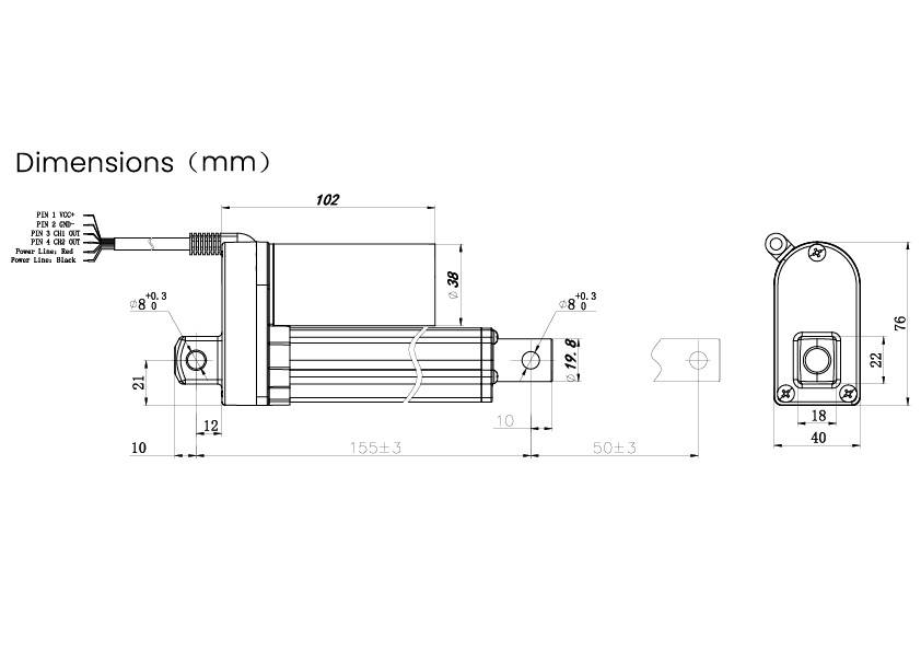 TRU COMPONENTS Elektrozylinder TC24-50-500P TC-13492780 Hublänge 50mm Schubkraft 500 N 24 V/DC 1St.
