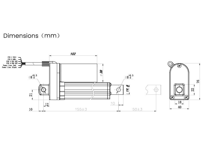 TRU COMPONENTS Elektrozylinder TC24-50-1000P TC-13492784 Hublänge 50mm Schubkraft 1000 N 24 V/DC 1St.