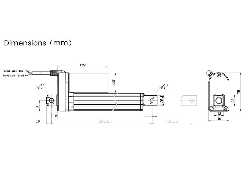 TRU COMPONENTS Elektrozylinder TC24-100-150 TC-13492792 Hublänge 100mm Schubkraft 150 N 24 V/DC 1St.