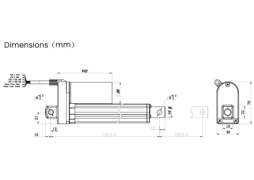 TRU COMPONENTS Elektrozylinder TC24-100-250P TC-13492796 Hublänge 100mm Schubkraft 250 N 24 V/DC 1St.