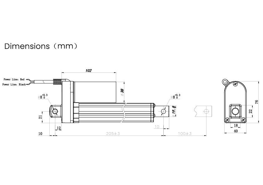 TRU COMPONENTS Elektrozylinder TC24-100-1000 TC-13492804 Hublänge 100mm Schubkraft 1000 N 24 V/DC 1St.