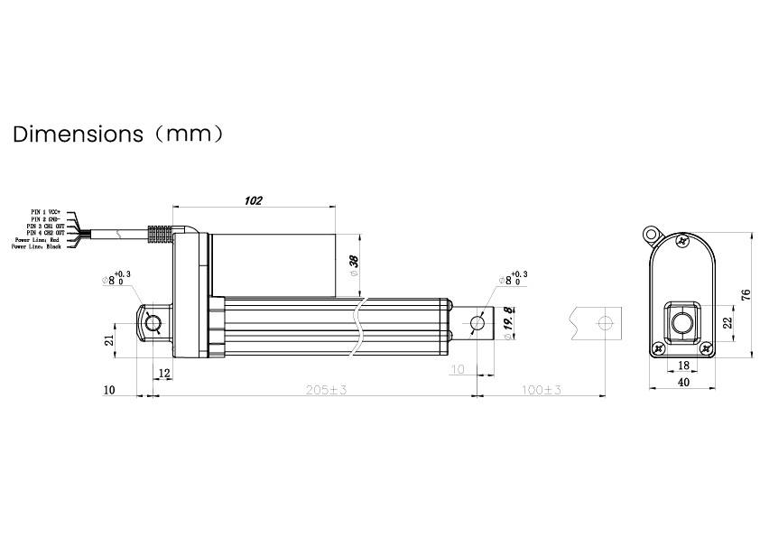 TRU COMPONENTS Elektrozylinder TC24-100-1000P TC-13492808 Hublänge 100mm Schubkraft 1000 N 24 V/DC 1St.