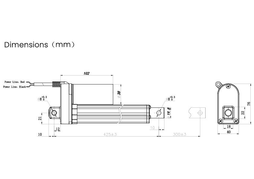 TRU COMPONENTS Elektrozylinder TC24-300-150 TC-13492816 Hublänge 300mm Schubkraft 150 N 24 V/DC 1St.