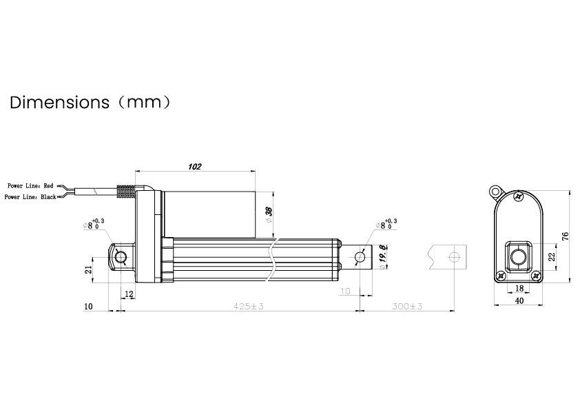 TRU COMPONENTS Elektrozylinder TC24-300-1000 TC-13492820 Hublänge 300mm Schubkraft 1000 N 24 V/DC 1St.