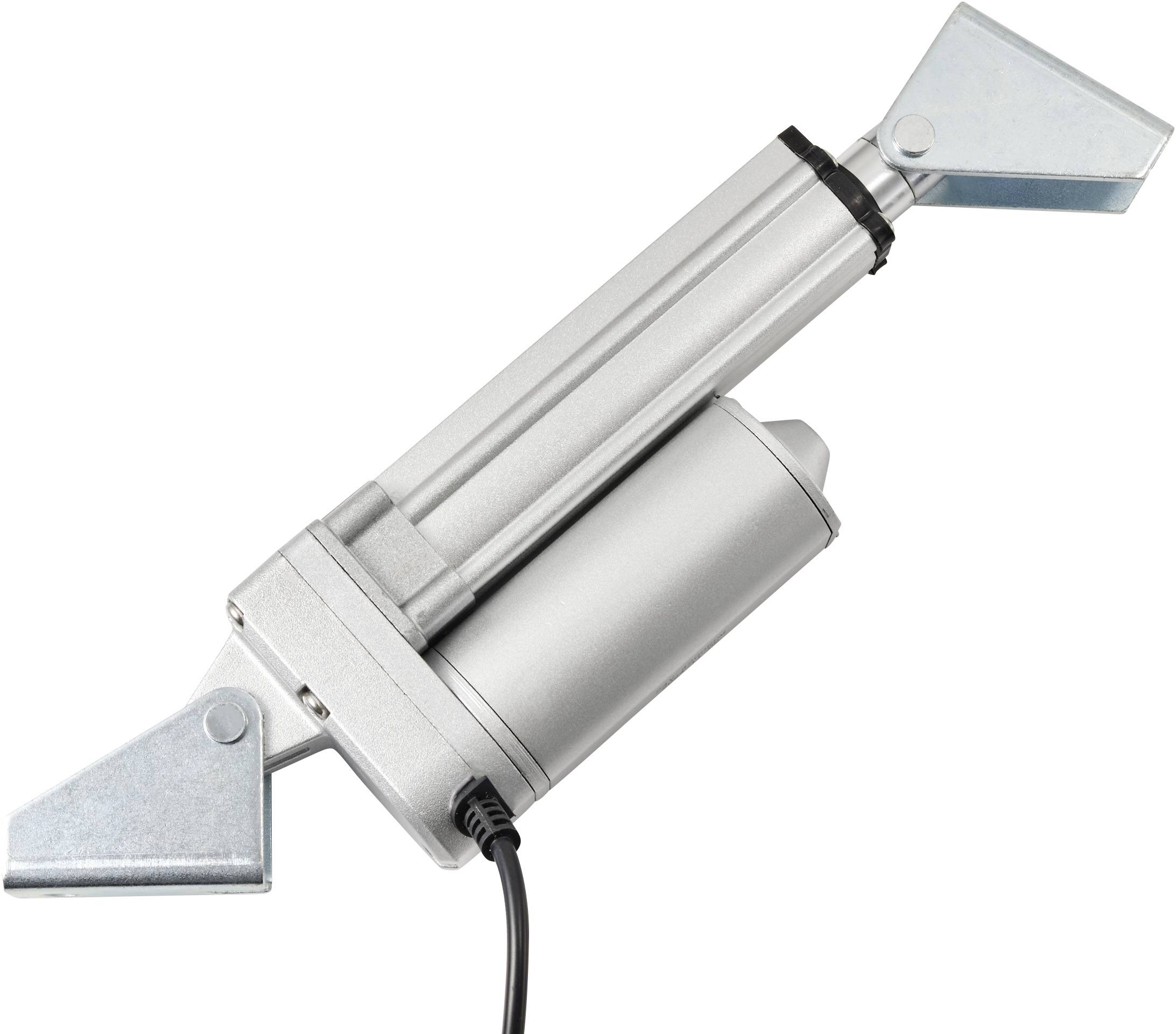 Ein elektrischer Linearaktor aus Metall mit Kabelanschluss. Verwendet für präzise mechanische Bewegungen in verschiedenen Anwendungen.