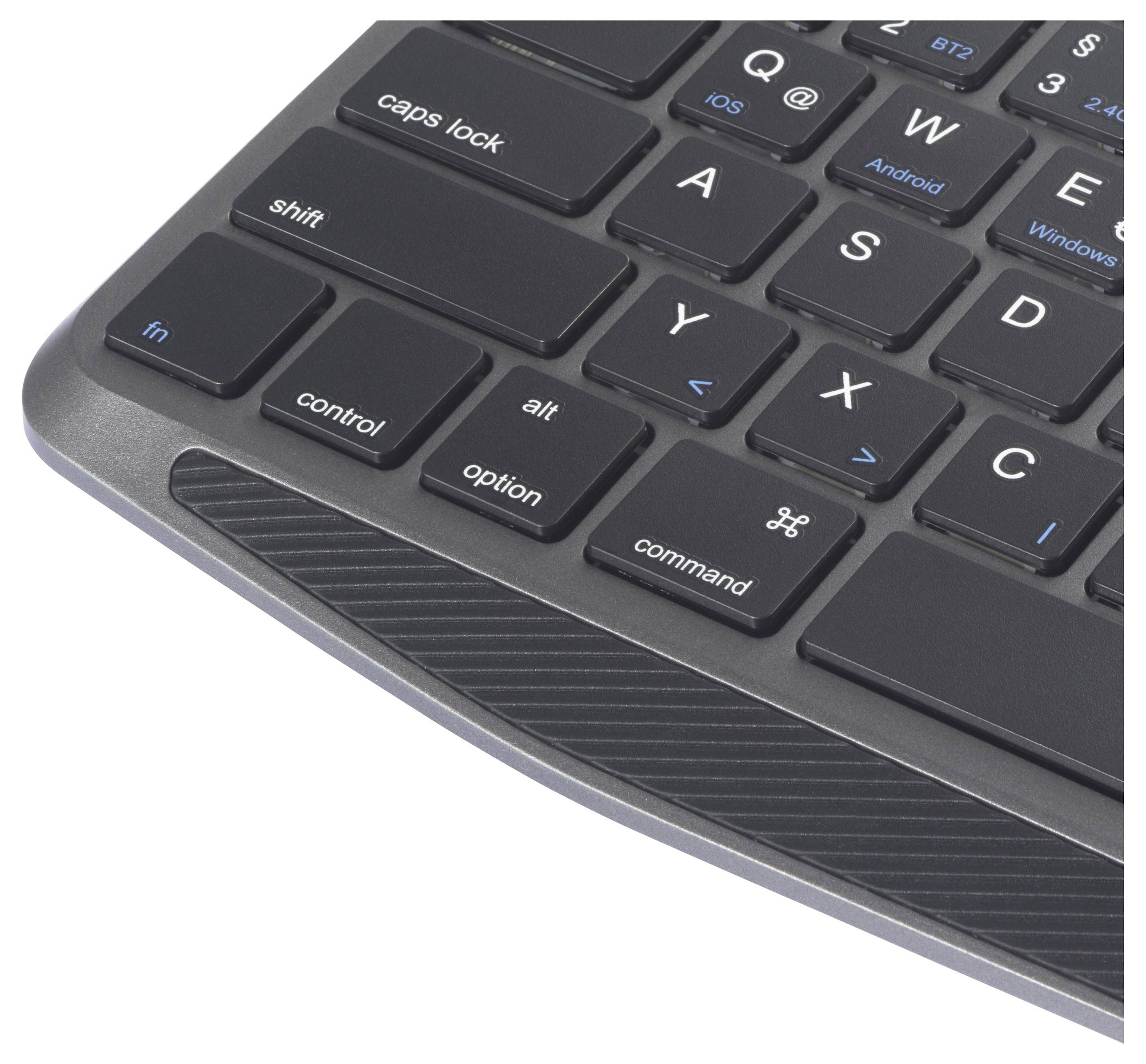 Renkforce RF-WLBTKB-300 Bluetooth®, Funk Tastatur Deutsch, QWERTZ Schwarz Integriertes Touchpad, Wiederaufladbar