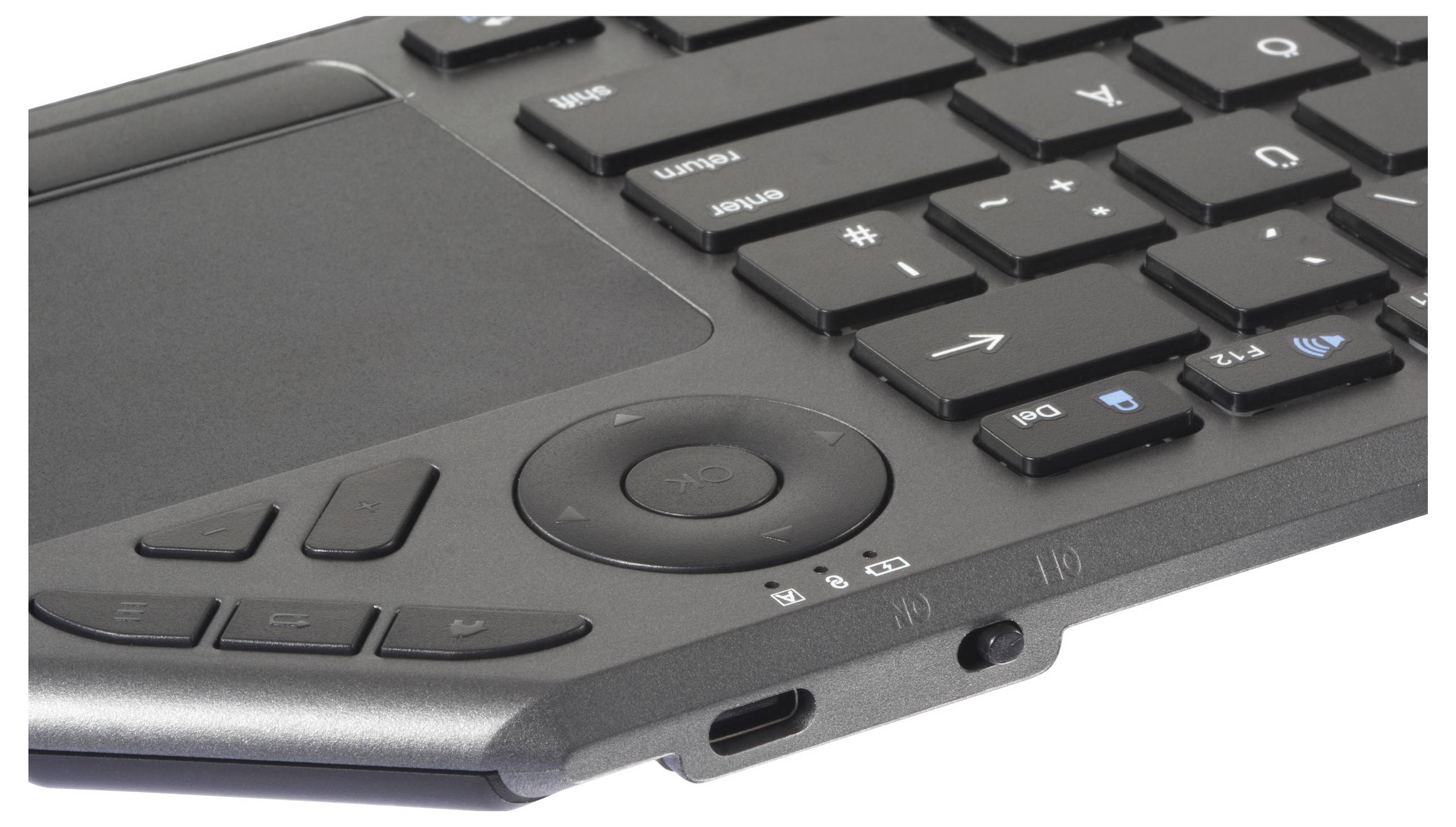 Renkforce RF-WLBTKB-300 Bluetooth®, Funk Tastatur Deutsch, QWERTZ Schwarz Integriertes Touchpad, Wiederaufladbar