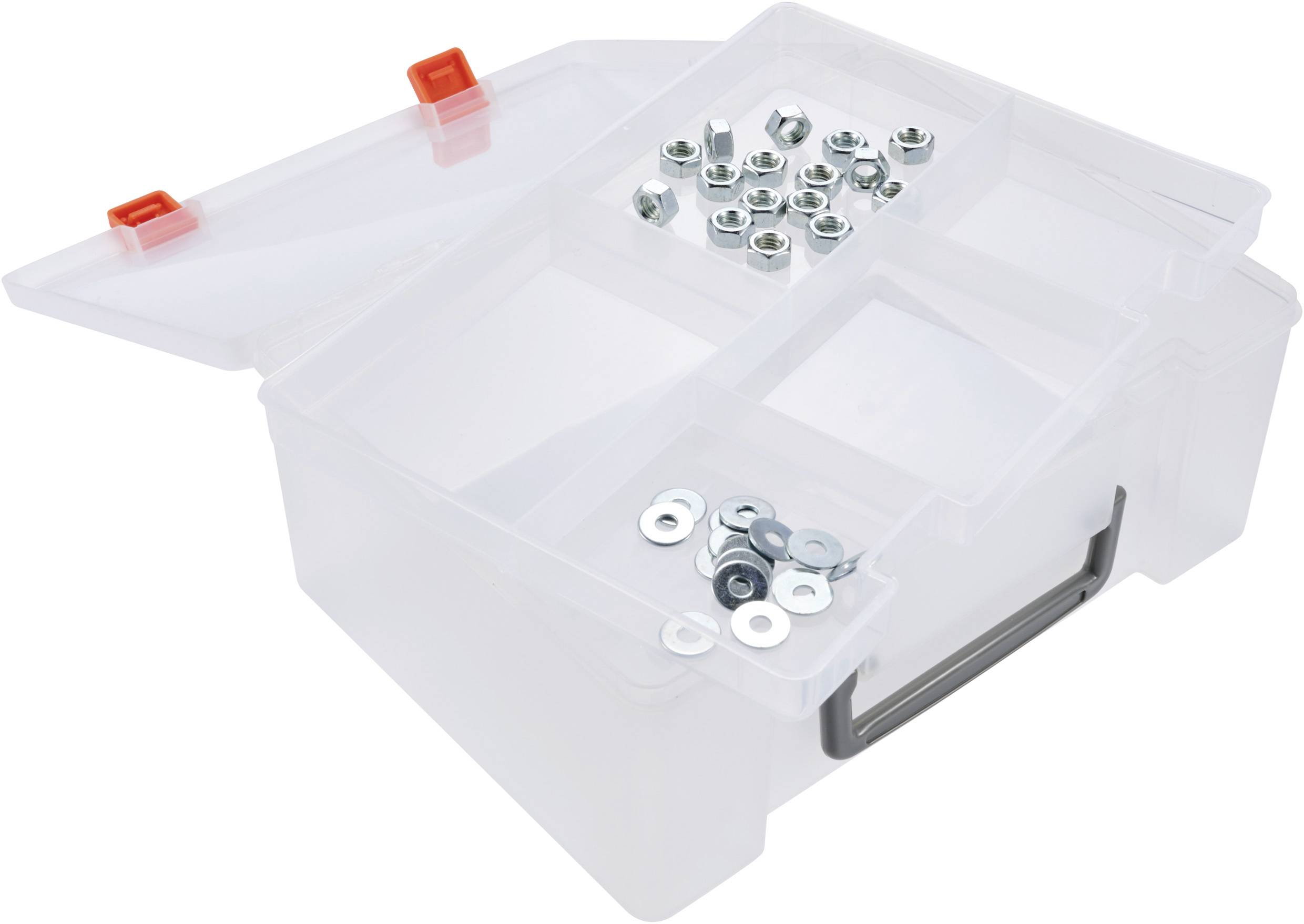 TRU COMPONENTS Sortimentskasten (L x B x H) 365 x 270 x 124mm Anzahl Fächer: 5 variable Unterteilung, inkl. Handgriff Inhalt 3St.