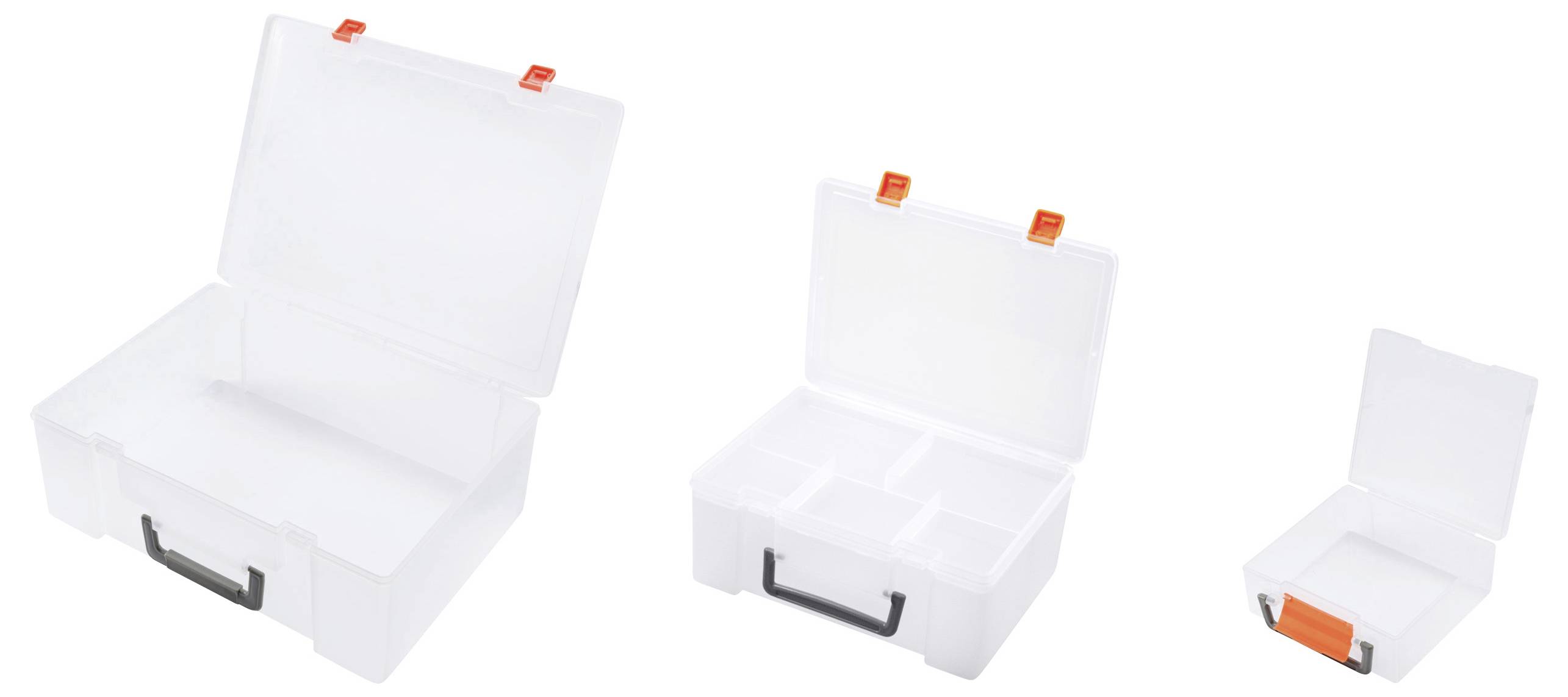 TRU COMPONENTS Sortimentskasten (L x B x H) 365 x 270 x 124mm Anzahl Fächer: 5 variable Unterteilung, inkl. Handgriff Inhalt 3St.