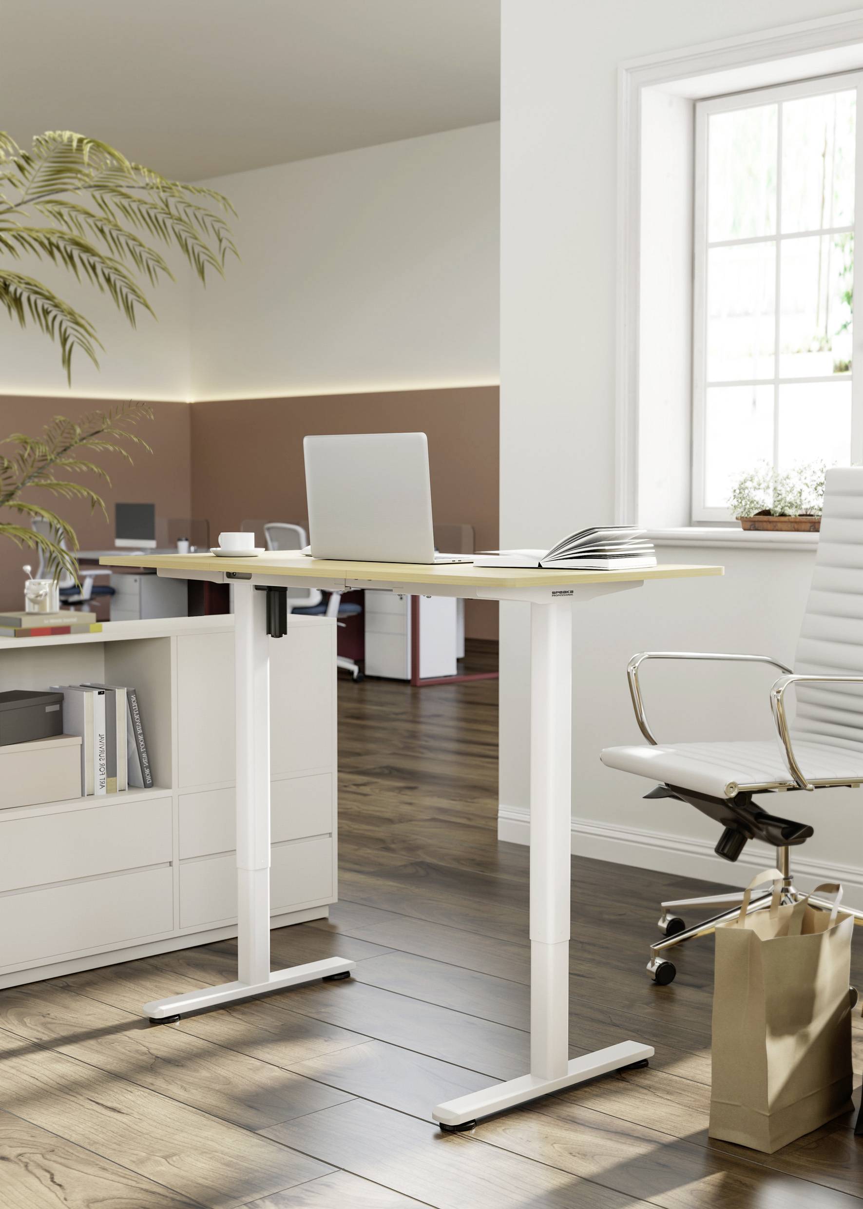 SpeaKa Professional Sitz-/Steh-Schreibtisch elektrisch höhenverstellbar Höhen-Bereich: 720 bis 1200mm (B x T) 1200mm x 600mm Weiß