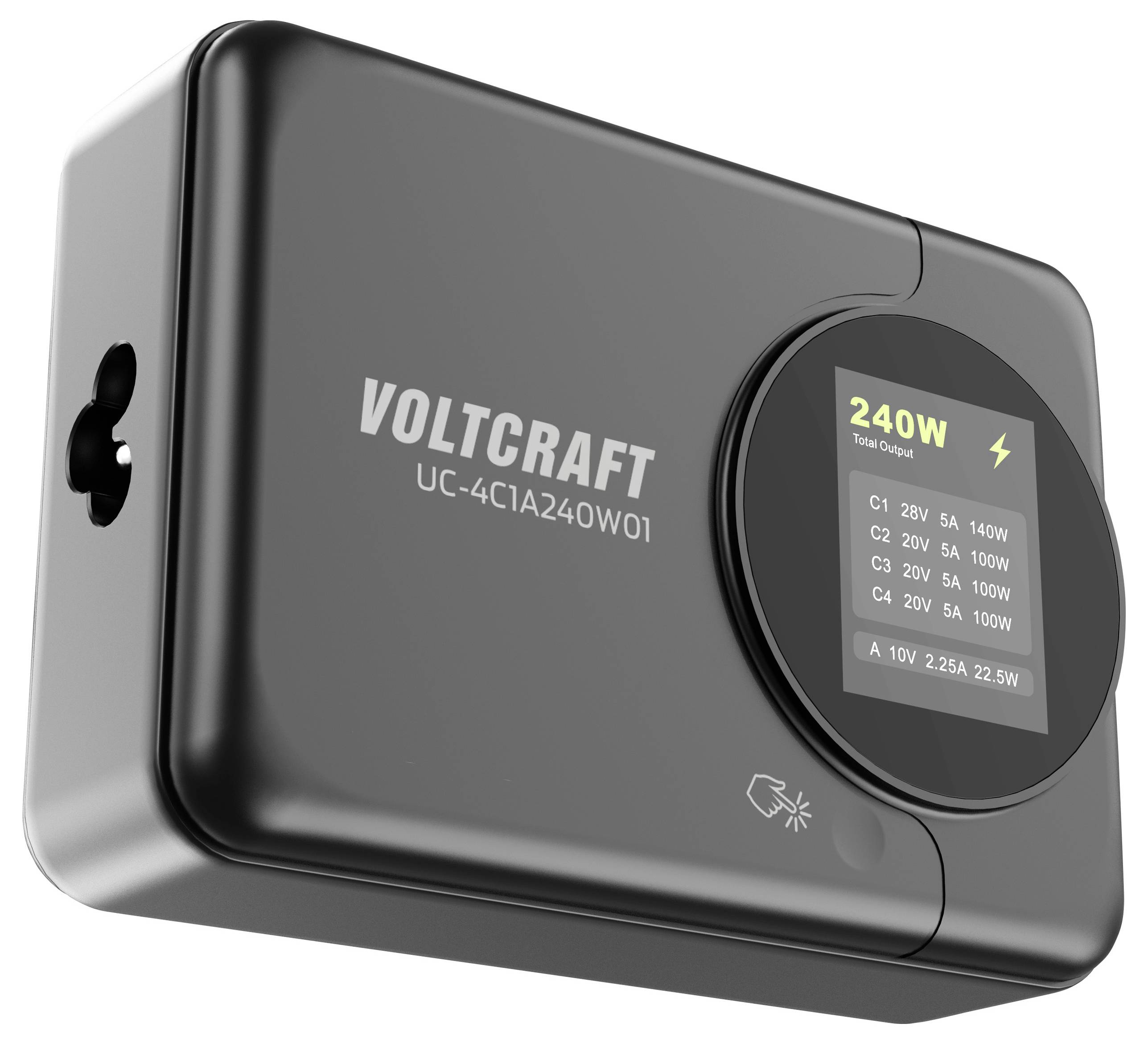 VOLTCRAFT UC-4C1A240W01 USB Ladegerät 240W 4x USB-C®, 1x USB-A USB PD 3.0 Schwarz GaN, USB Power Delivery (USB-PD)